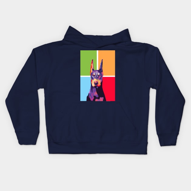 Ddoberman wpap pop art Kids Hoodie by SanggiDesign93